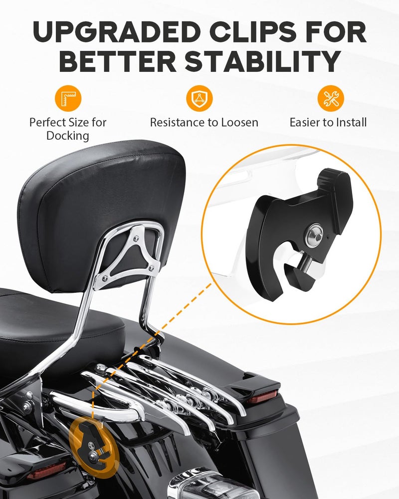 PBYMT Detachable Luggage Rack Compatible for Harley Touring, Stealth Luggage Rack Compatible with Harley Davidson Street Glide Road Glide Road King Electra Glide Ultra Limited 2009-2024 (Chrome) - Image 2
